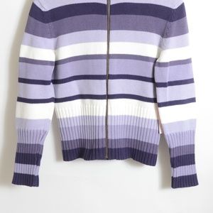 Purple Stripe Turttle Neck Zipped Pullove*PO005*